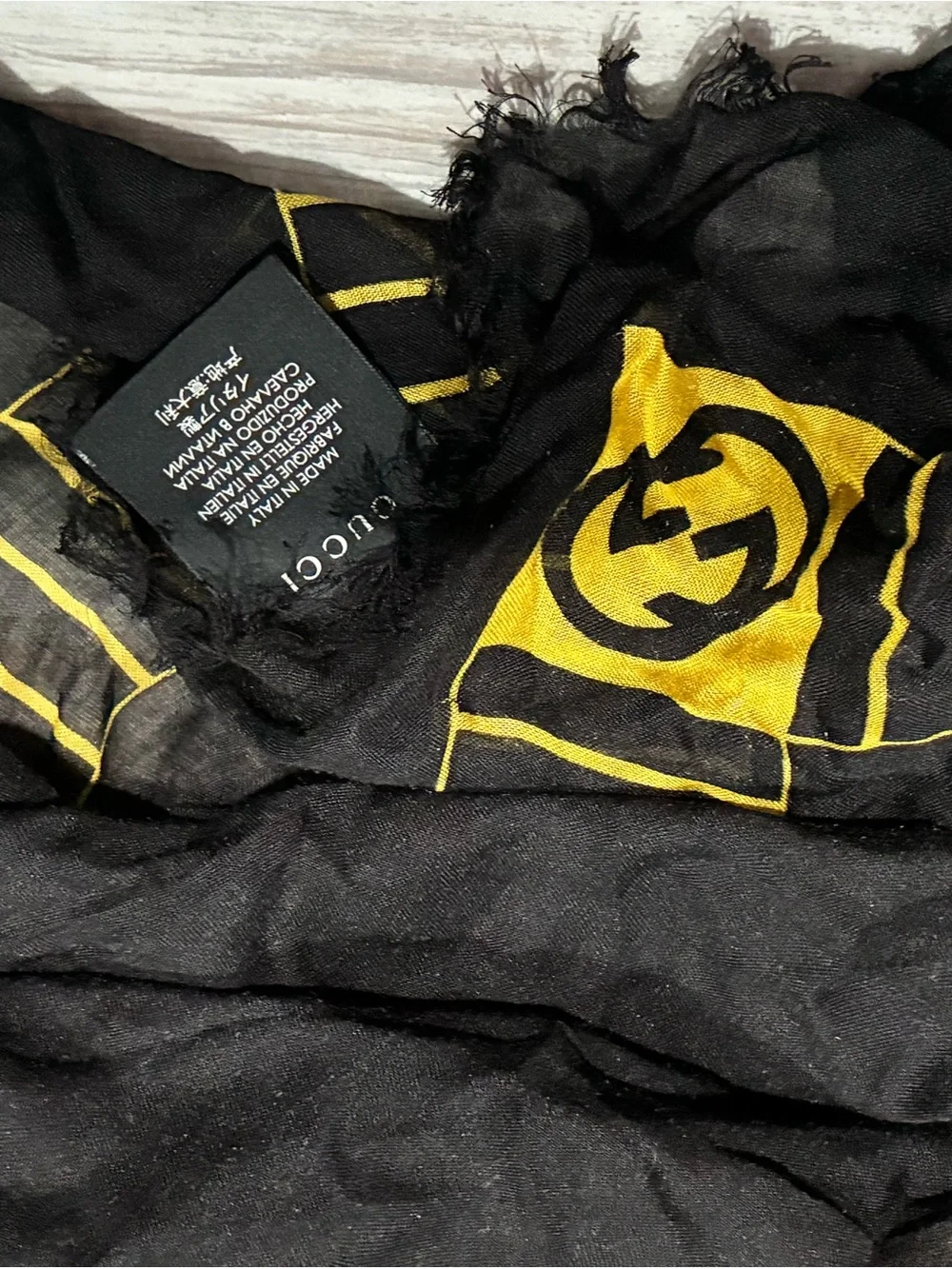 Black and Yellow Men's Designer Logo Scarf - Unbranded